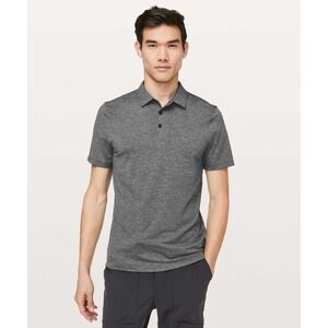 Lululemon Evolution Polo Shirt Mens Large Heather Gray Stretch Silverescent Gym